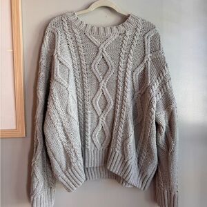 Princess Polly Light Gray Cable Knit Sweater